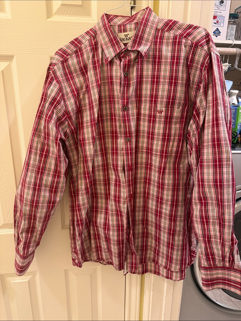 King Ranch Red Plaid Long-Sleeve Button-Down Shirt